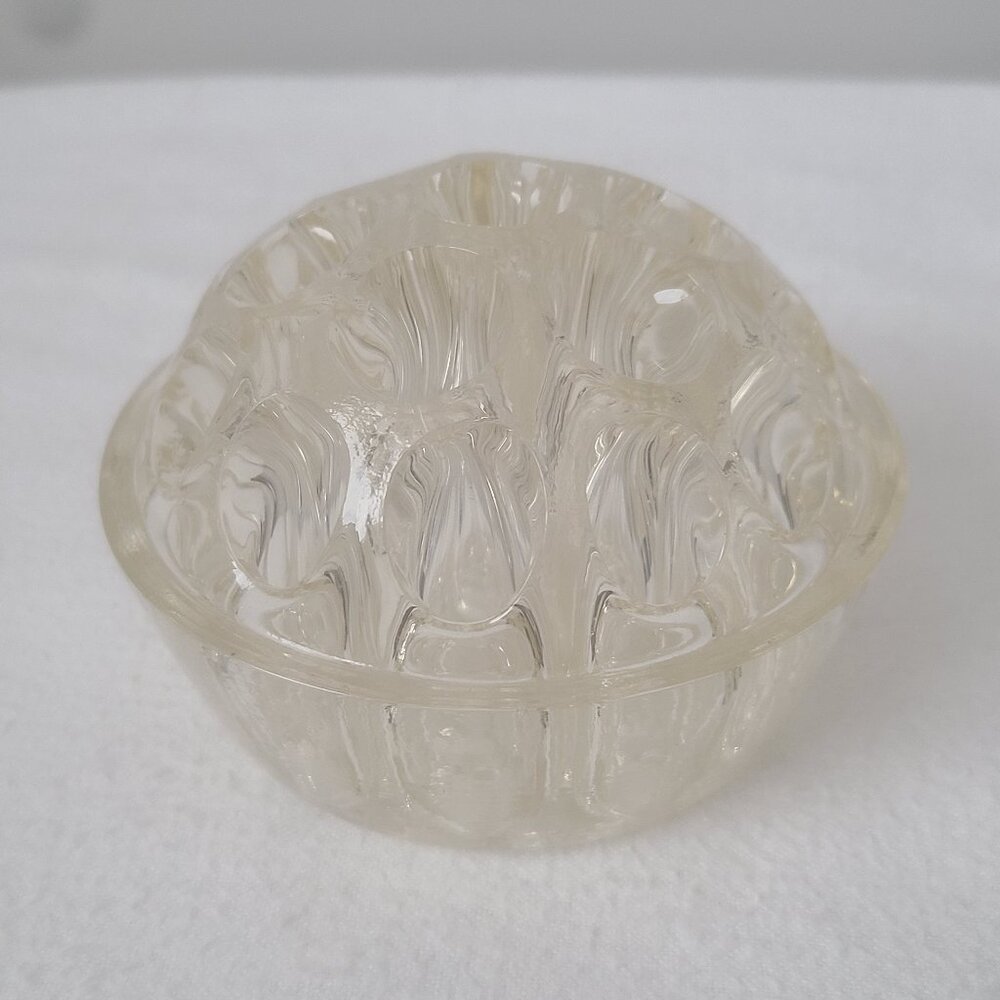 Vintage Clear Glass Flower Frog 19 Holes
